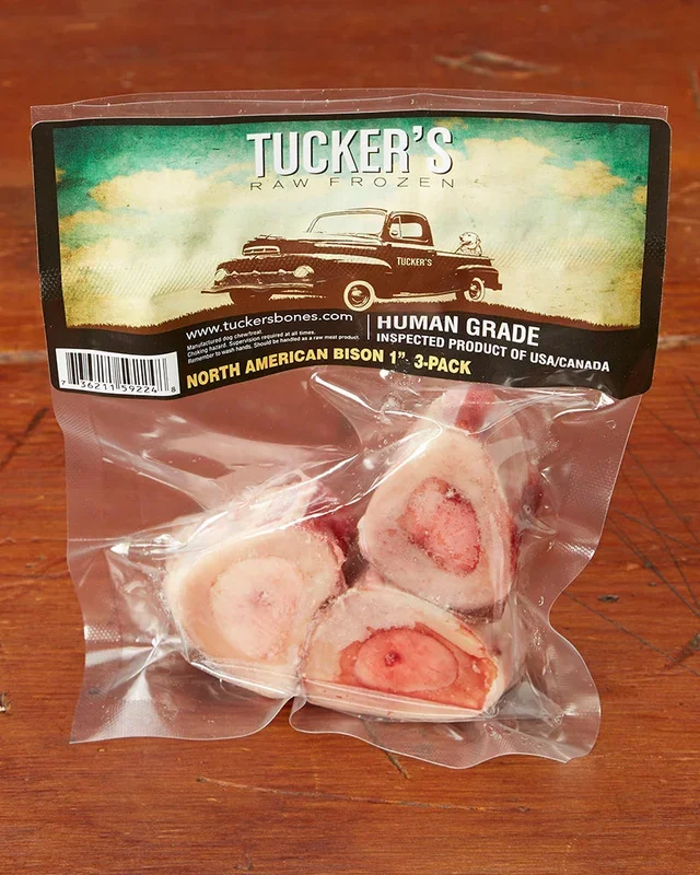 Tucker’s Raw Frozen Bison Marrow Bone 1″ Toy Breed 3 Pack