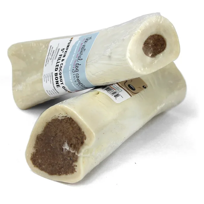 Tuesday’s Natural Dog Company 5″ Filled Bone – Pumpkin and Coconut Oil (Bulk) Dog Treats