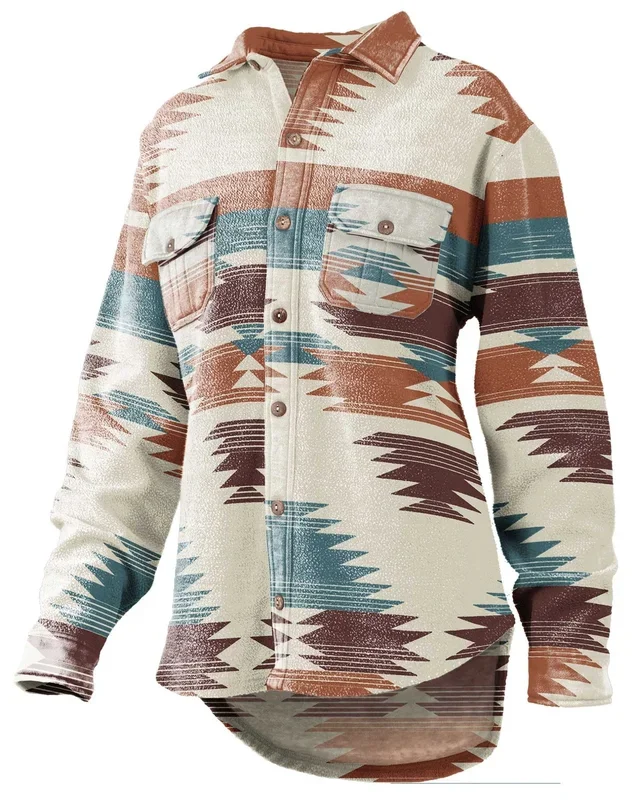 Turnrows Women’s Aztec Reversed Fleece Shacket