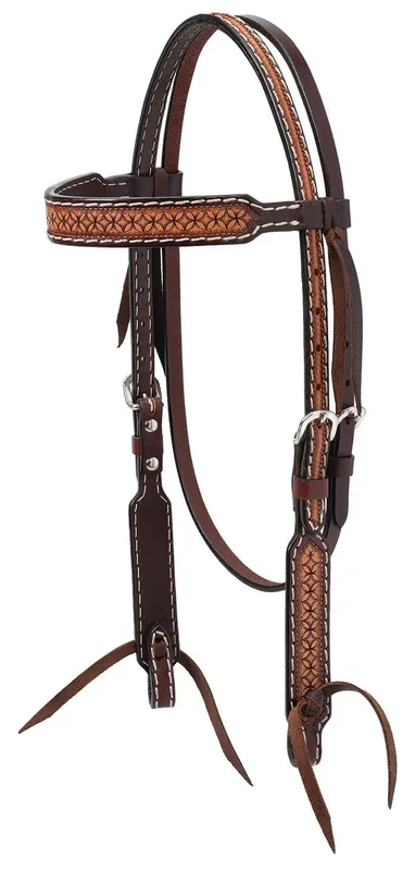 Turquoise Cross Geometric Tooled Browband Headstall