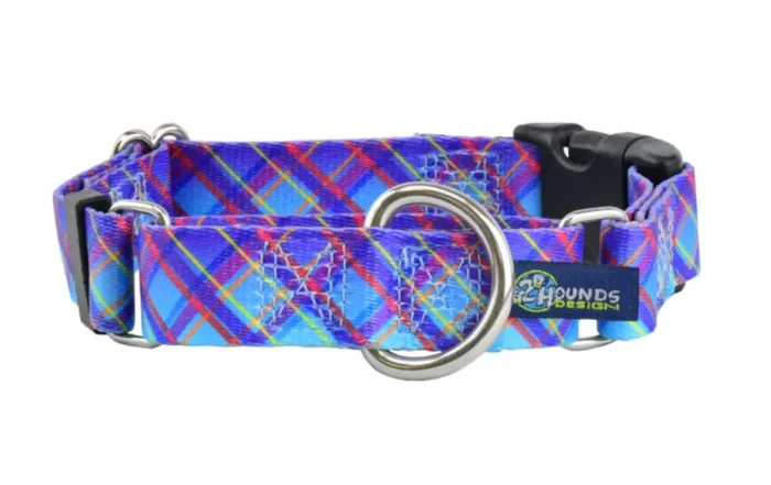 Twilight Glow Blue Plaid Dog Collars and/or Leash