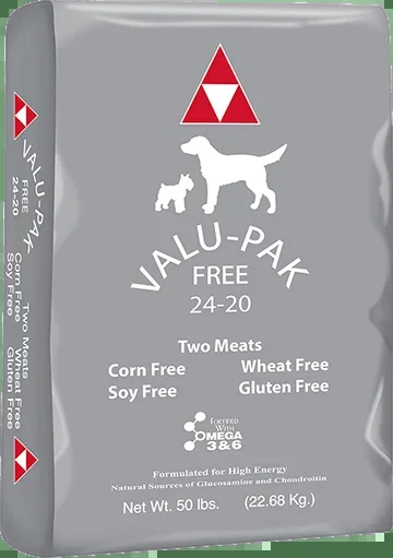 Valu-Pak Free 24-20 Performance Gluten Free Dry Dog Food for High Energy (Silver Bag), 50 lb