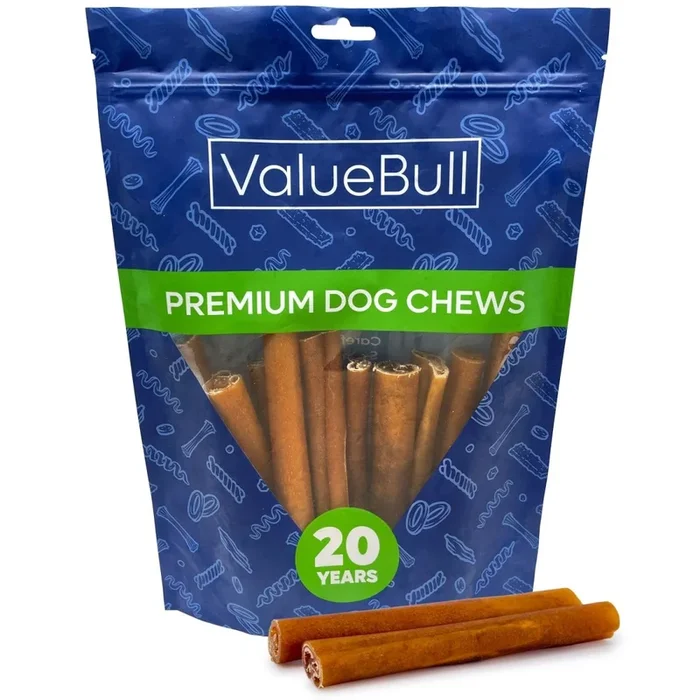 ValueBull Buffalo Collagen Sticks for Dogs, 6 Inch Thick Chews, Natural Long-Lasting Dog Treats, 10 Count