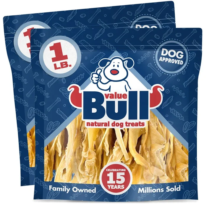 ValueBull Cheek Slices, Premium Lamb Dog Chews, Varied Shapes, 5-6 Inch, 2 Pounds