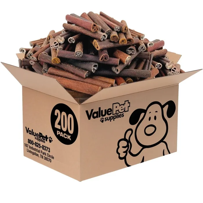 ValueBull Collagen Sticks for Dogs, 6 Inch Jumbo Chews, Natural Long-Lasting Dog Treats, 200 Count Bulk Pack