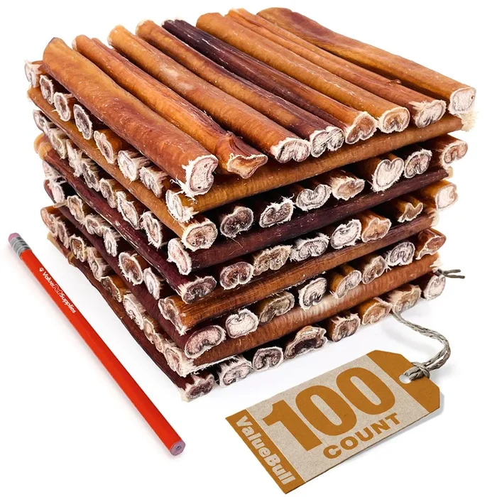 ValueBull USA Bully Sticks for Dogs, Thick 6 Inch, 100 Count Bulk Pack
