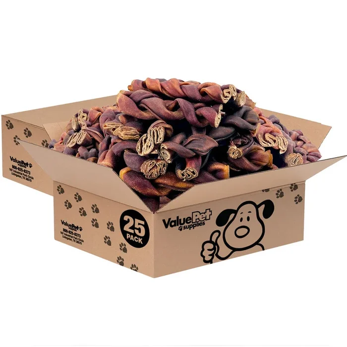 ValueBull USA Collagen Braid Beef Large Dog Chews, Jumbo 6 Inch 50 Count Bulk