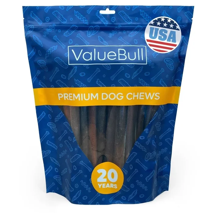 ValueBull USA Collagen Sticks for Dogs, 12 Inch Jumbo Chews, Natural Long-Lasting Dog Treats, 25 Count