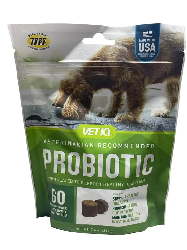 vet IQ probiotic chews 60 count hickory smoke flavor soft