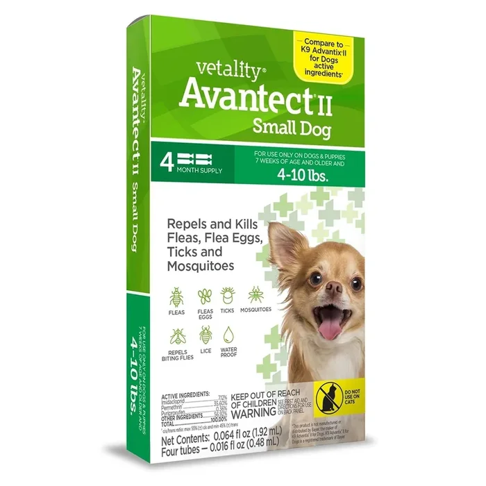 Vetality Avantect II Flea & Tick Topical for Dogs, 4 pk