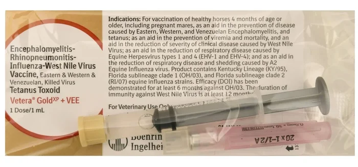 Vetera Gold XP + VEE (6-way + WNV) Horse Vaccine, Single Dose Vaccine for Horses