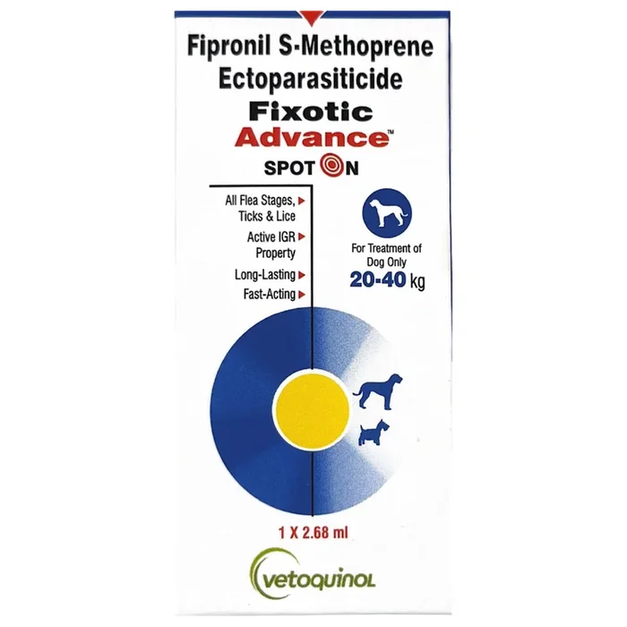 Vetoquinol Fixotic Advance (Fipronil) Tick & Flea Control Spot On for 20 to 40kg Dogs