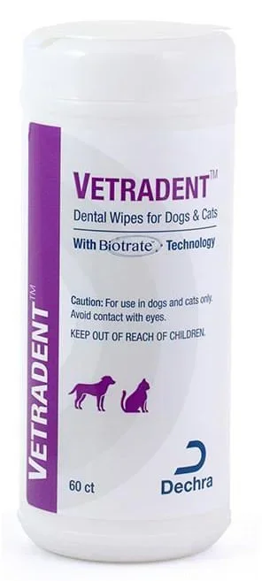 Vetradent Dental Wipes for Dogs & Cats, 60 ct