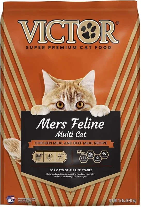 Victor Classic Mers Feline Multi-Cat Dry Cat Food – Chicken & Beef – 15lb Bag