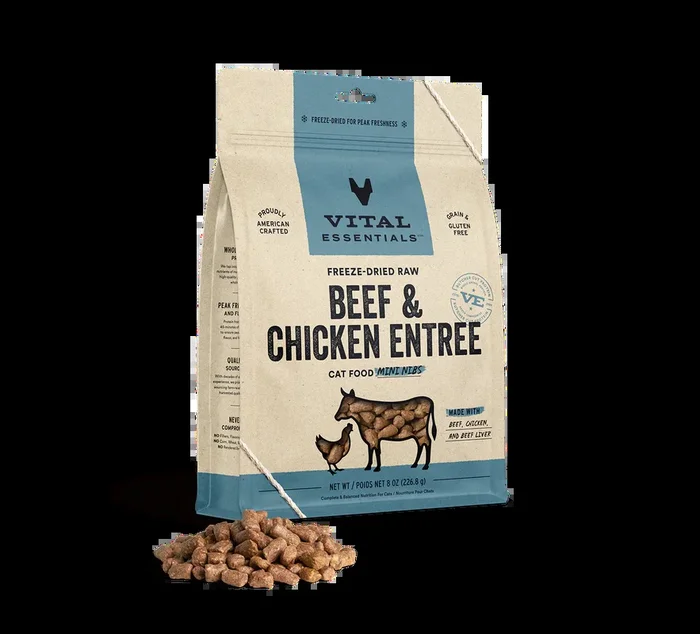 Vital Essentials Freeze-Dried Raw Beef & Chicken Entree Mini Nibs Cat Food