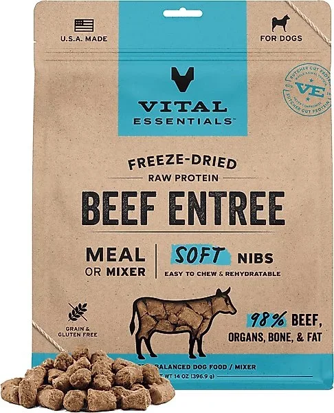 Vital Essentials Freeze-Dried Raw Beef Entree & Mixer Soft Nibs Dog Food
