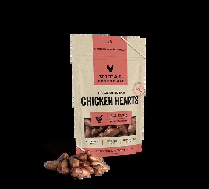 Vital Essentials Freeze Dried Raw Chicken Hearts Dog Treats