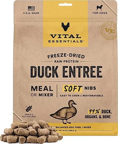 Vital Essentials Freeze-Dried Raw Duck Entree & Mixer Soft Nibs Dog Food