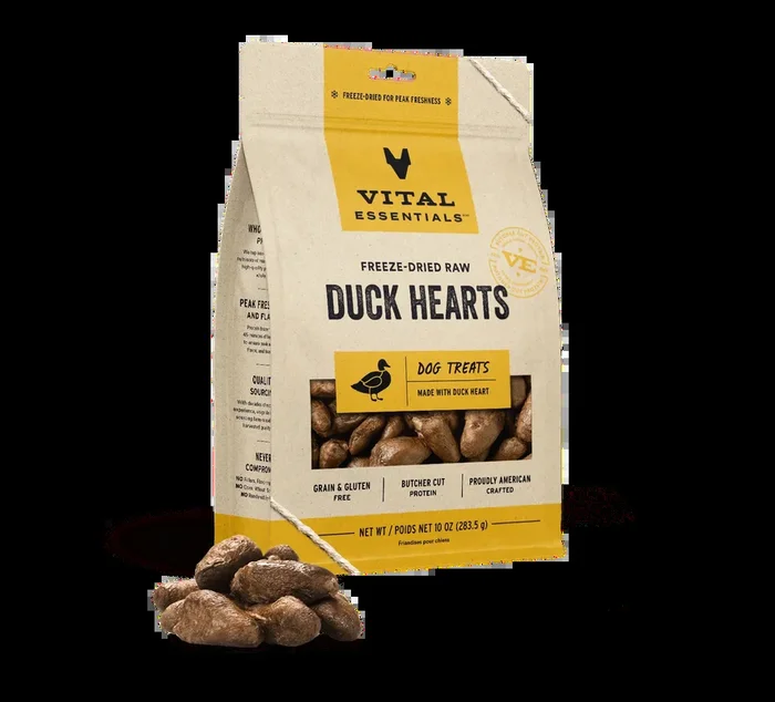 Vital Essentials Freeze-Dried Raw Duck Hearts Dog Treats