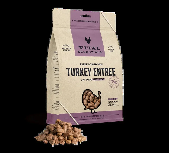 Vital Essentials Freeze-Dried Turkey Entrée Cat Food Mini Nibs