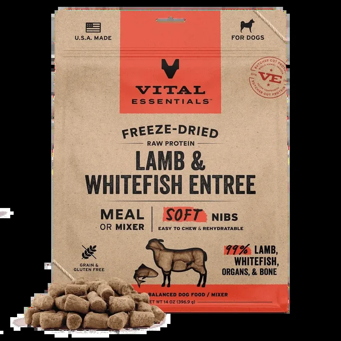 Vital Essentials Lamb & Whitefish Entree Soft Nibs Freeze-Dried Raw Dog Food