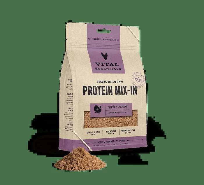 Vital Essentials Turkey Recipe Freeze-Dried Raw Protein Mix-In Ground Topper For Dogs