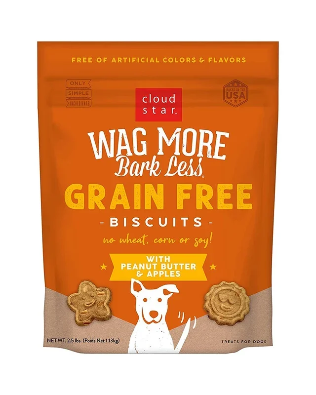 Wag More Bark Less Grain-Free Dog Biscuits: Peanut Butter & Apples 2.5lb