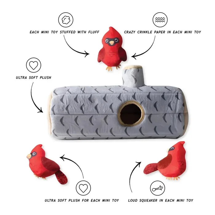 Wagsdale – Gotta Fly Hide & Seek Plush 3 Mini Cardinals In Log
