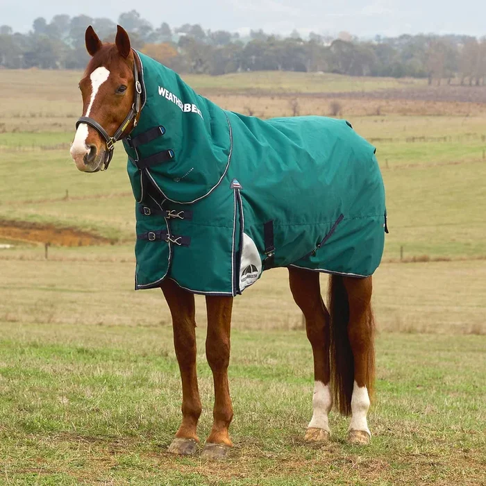 WeatherBeeta ComFiTec Plus Dynamic Detach-A-Neck Medium Weight Turnout Blanket for Horses – 1200D, 220g Polyfill, Waterproof & Breathable