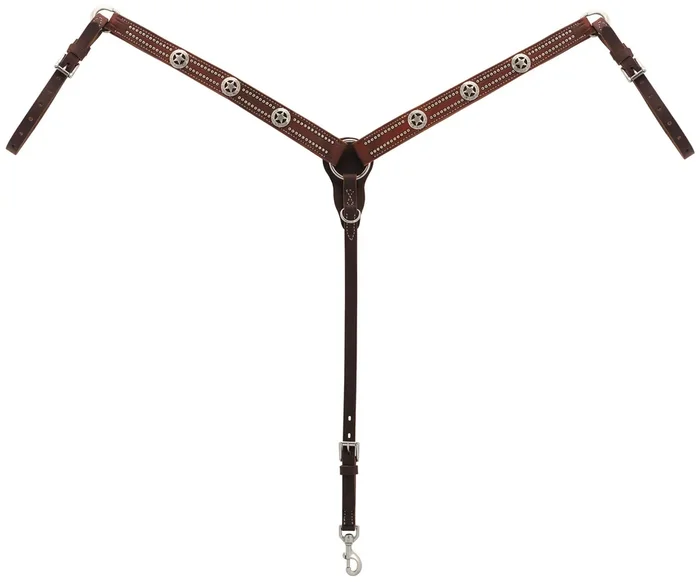 Weaver Texas Star Oiled Canyon Rose Harness Leather Tapered Breast Collar