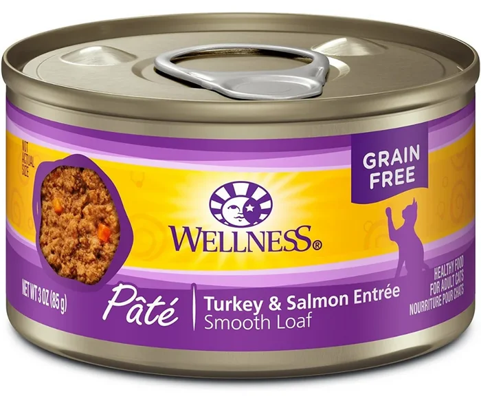 Wellness Complete Health Pâté – All Breeds, Adult Cat Turkey & Salmon Recipe Canned Cat Food