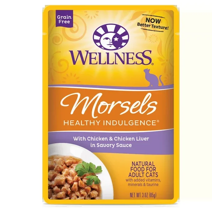 Wellness Healthy Indulgence Morsels With Chicken and Chicken Liver in Savory Sauce, 3-oz Wet Cat Food