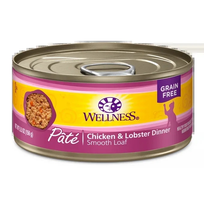 Wellness Paté Chicken and Lobster Entrée Wet Cat Food, 3-oz Case of 24
