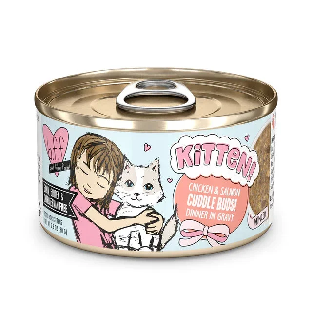 Weruva BFF Kitten Chicken & Salmon Cuddle Buds! Chicken & Salmon Dinner in Gravy, Wet Cat Food, 2.8-oz Case of 12
