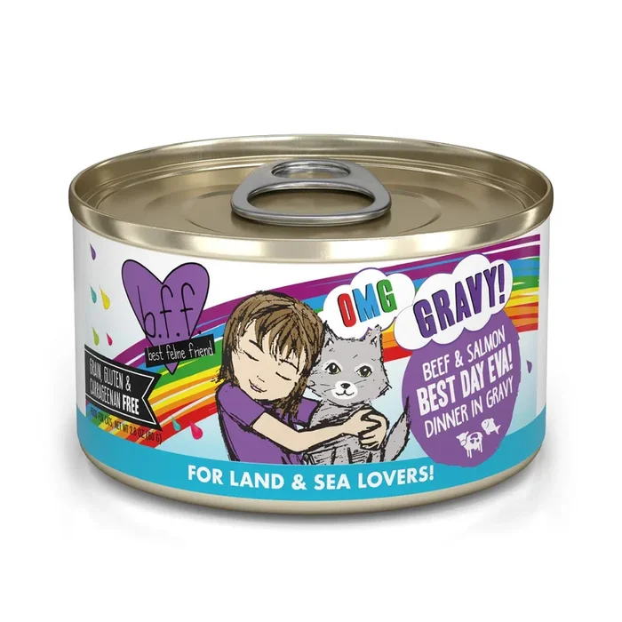Weruva BFF OMG Gravy Beef & Salmon Best Day Eva! Dinner in Gravy Wet Cat Food