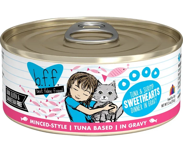 Weruva BFF, Sweethearts – All Cat Breeds, All Life Stages Tuna & Shrimp Dinner in Gravy Canned Cat Food