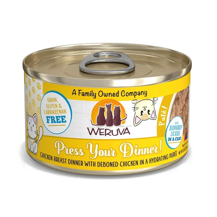 Weruva Press Your Dinner! Chicken Breast Dinner with Deboned Chicken Dinner, Wet Cat Food, 3-oz Case Of 12