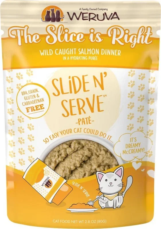 Weruva Slide N’ Serve Grain Free The Slice is Right Wild Caught Salmon Dinner Wet Cat Food Pouch