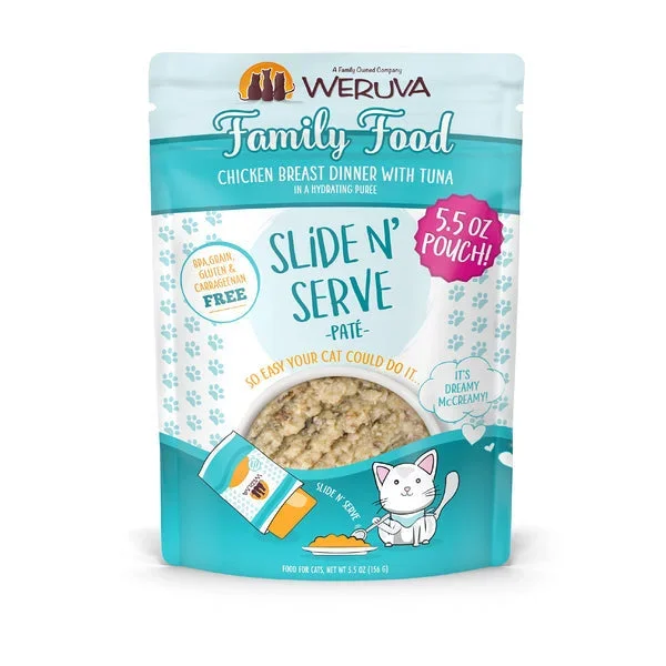 Weruva Slide N’ Serve Paté Family Food Chicken Breast Dinner with Tuna in a Hydrating Purée Wet Cat Food