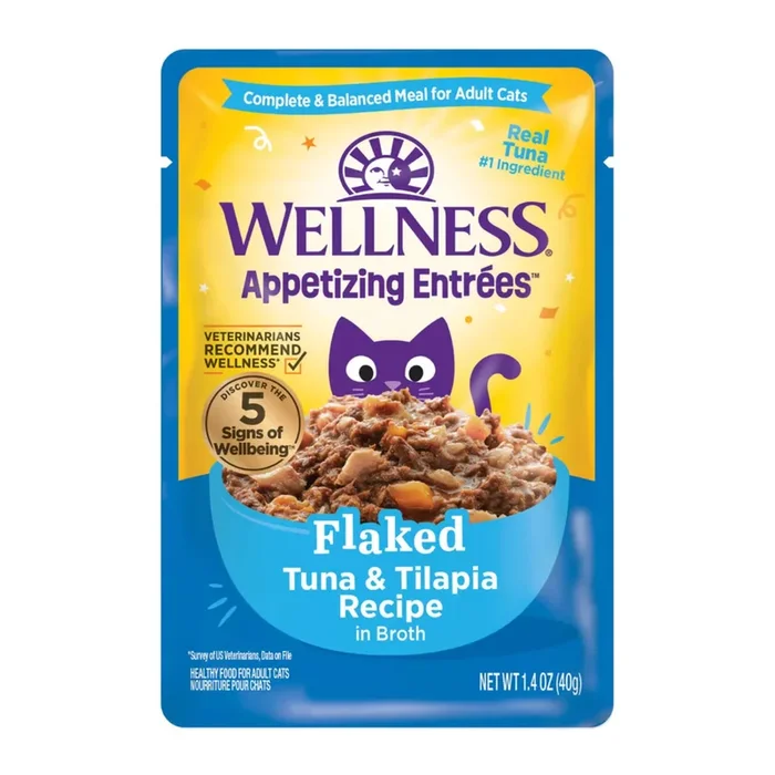 Wet Cat Food – Appetizing Entrées – Flaked Tuna & Tilapia Recipe in Broth – Adult