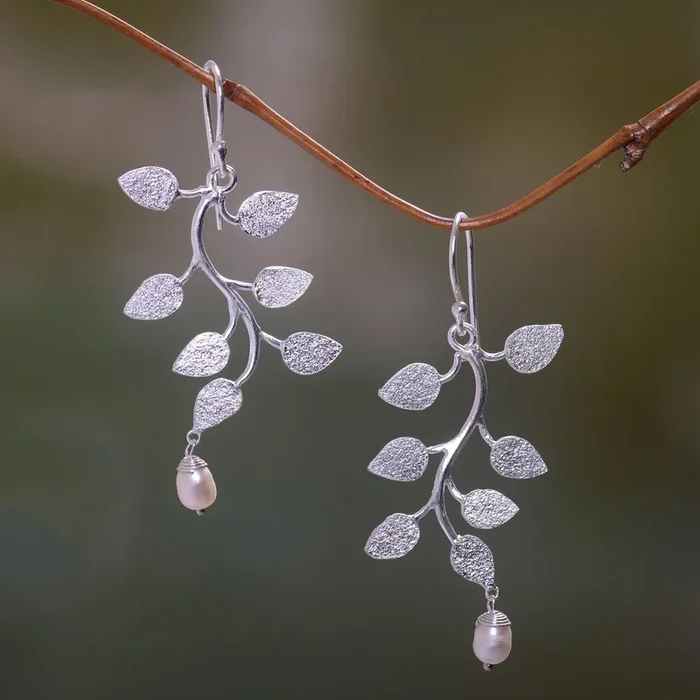 White Forest Dangle Earrings