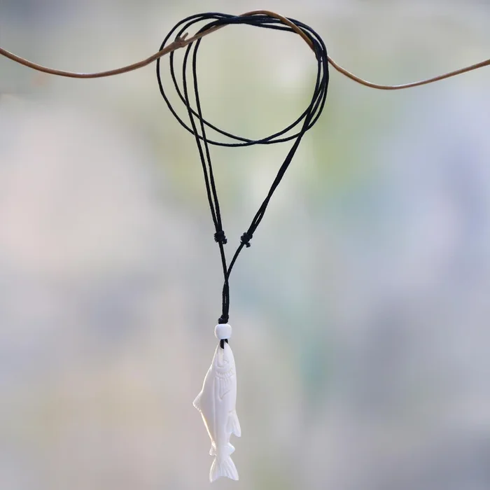 White Tuna Bone Pendant Necklace