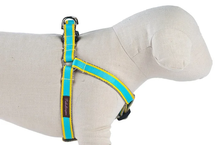 Yellow/Turquoise Stripe Dog Harness – 318