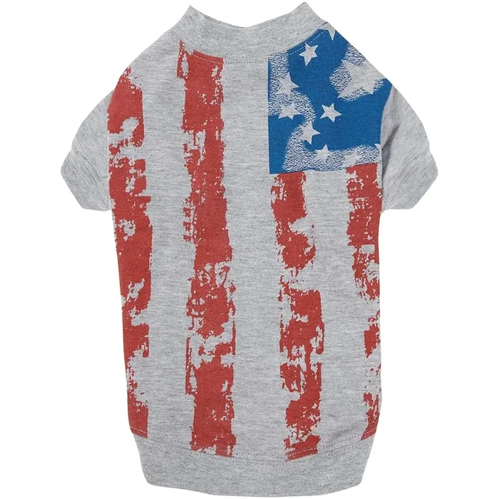 Zack & Zoey America’s Pup Flag-Print Tee Shirt for Dogs, 14″ Small/Medium Size