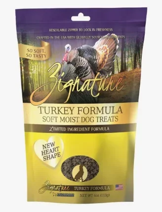 Zignature Dog Treat Soft Moist Turkey Hearts 4 oz