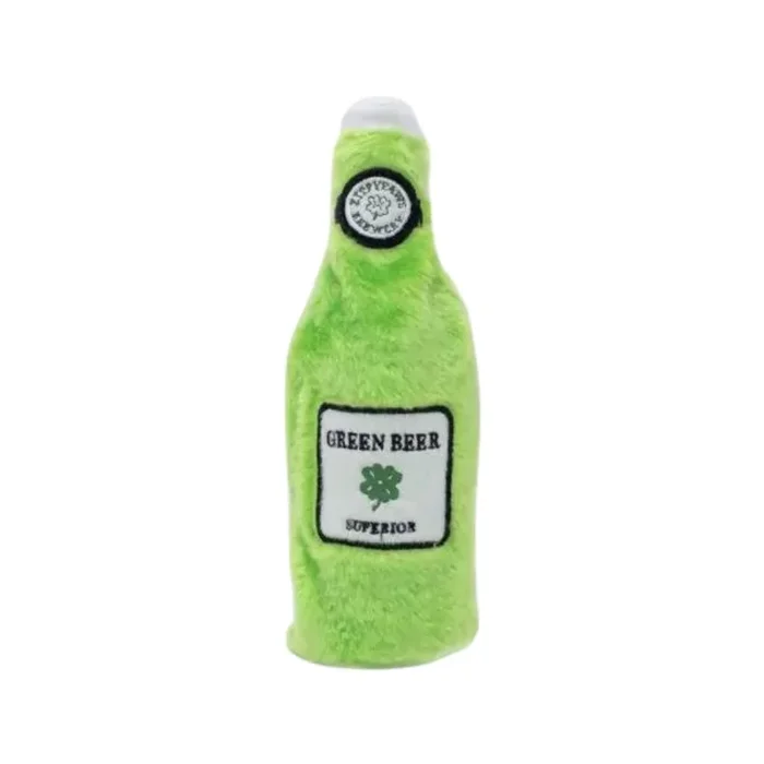 ZippyPaws – Green Beer Superior Happy Hour Crusherz Water Bottle/Squeaker Cap