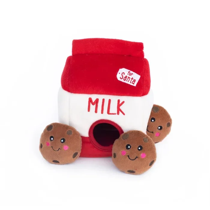 ZippyPaws Zippy Burrow Holiday Santa’s Milk & Cookies Puzzle Dog Toy