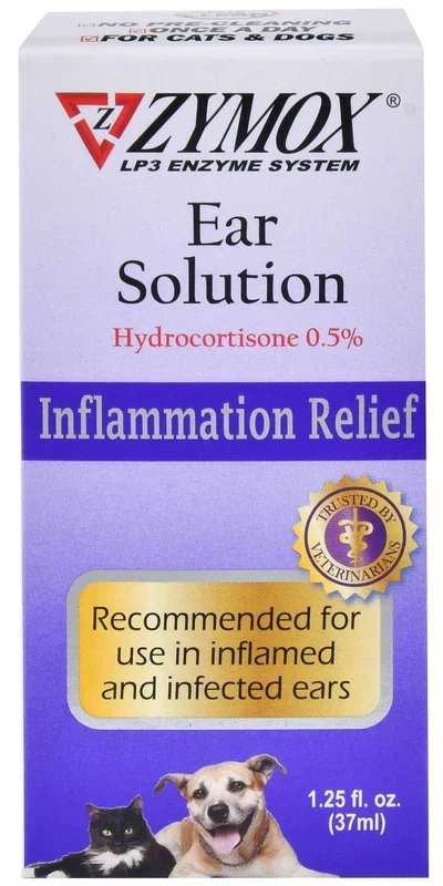 Zymox Ear Solution Inflammation Relief for Cats & Dogs, 1.25 oz