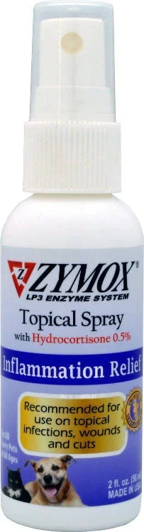 Zymox Topical Spray with Hydrocortisone 0.5% Inflammation Relief Dog and Cat Supply, 2oz.